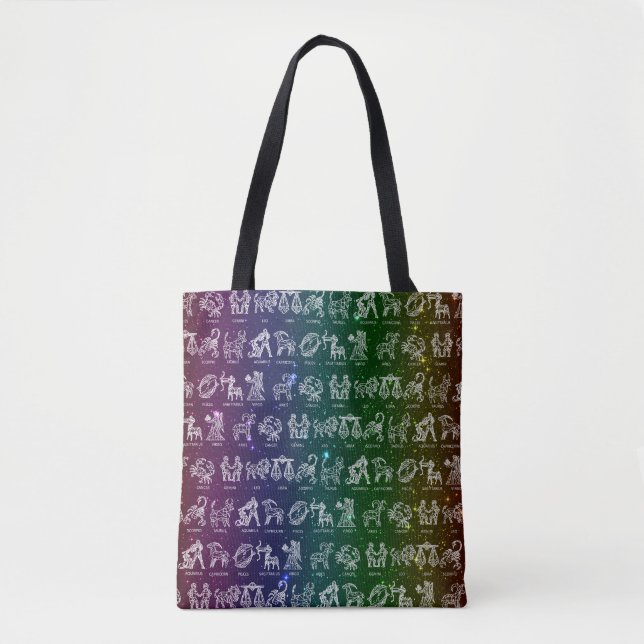 Zodiac Sign Tote Bag(Dark Rainbow) Bag (Front)