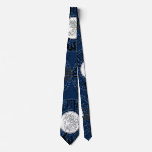 Zodiac Sign - Virgo.b D Blue BG Tie