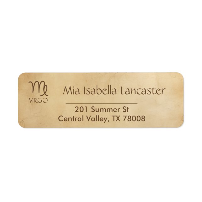 Zodiac Sign Virgo Return Address Labels (Front)