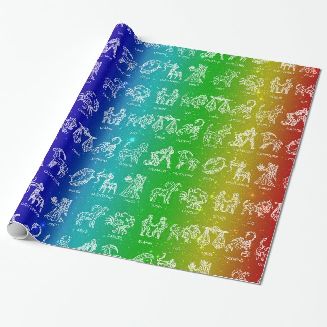 Zodiac Sign Wrapping Paper(Rainbow Smooth Fade) Wrapping Paper (Unrolled)