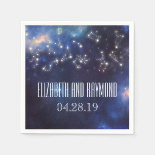 Zodiac Signs Constellation Starry Night Wedding Napkin