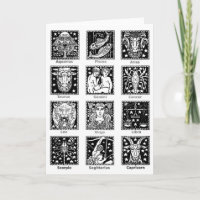 Zodiac Signs Labelled Chart Bold Black & White