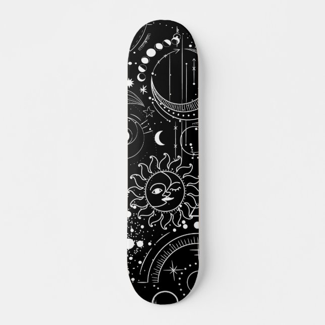 Zodiac Signs Night Sky Constellation Stars Skateboard (Front)