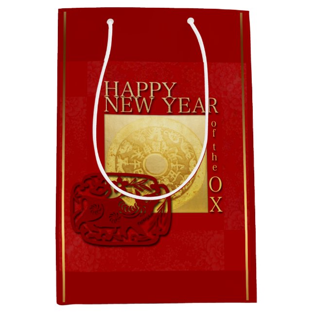 Zodiac Signs Ox Papercut Chinese Year 2021 MGB Medium Gift Bag (Front)