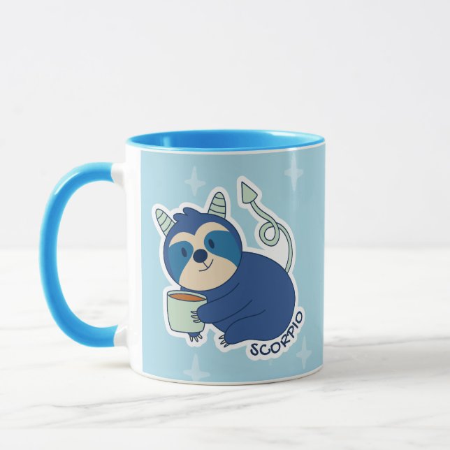 ZODIAC SIGNS WITH SLOTHS AND COFFEE SCORPIO MUG (Left)