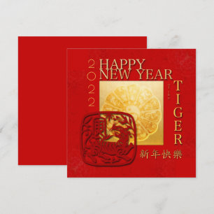 Zodiac Signs Yin Yang Chinese Tiger Year 2022 SqC Holiday Card