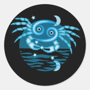 Zodiac Star Sign - Cancer Symbol Classic Round Sticker