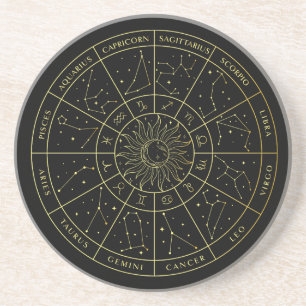 Zodiac star sign horoscope constellations map gold coaster