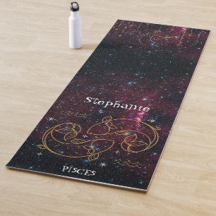 Zodiac Star Sign Pisces Fish Monogram Glitter Yoga Mat