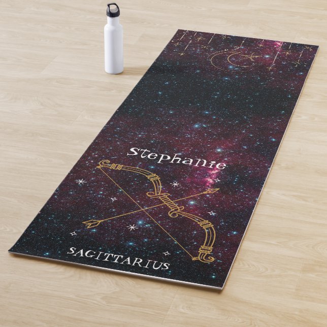 Zodiac Star Sign Sagittarius Monogram Glitter  Yoga Mat (In Situ)