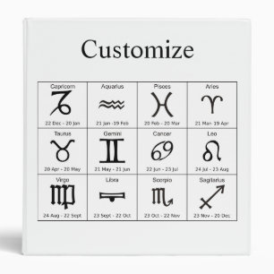 Zodiac Sun Sign Astrology Calendar Thunder_Cove Binder