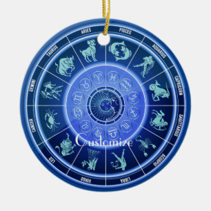 Zodiac Sun Sign Astrology Calendar Thunder_Cove Ceramic Ornament