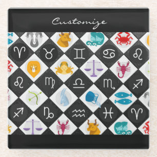 Zodiac Sun Sign Astrology Calendar Thunder_Cove Glass Coaster