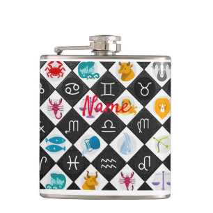 Zodiac Sun Sign Astrology Calendar Thunder_Cove  Hip Flask