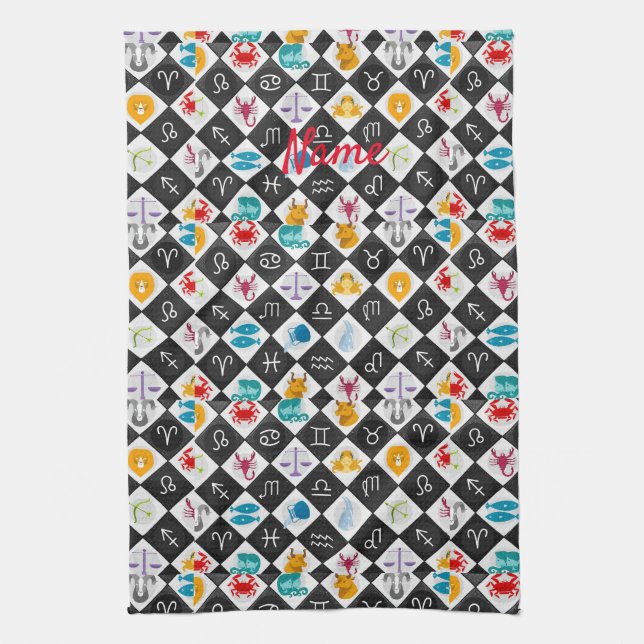 Zodiac Sun Sign Astrology Calendar Thunder_Cove  Kitchen Towel (Vertical)