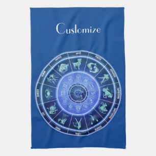 Zodiac Sun Sign Astrology Calendar Thunder_Cove Kitchen Towel