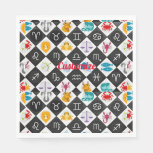 Zodiac Sun Sign Astrology Calendar Thunder_Cove Napkin