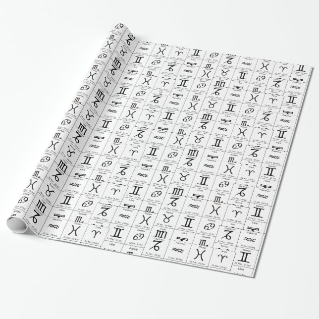 Zodiac Sun Sign Astrology Calendar Thunder_Cove Wrapping Paper (Unrolled)