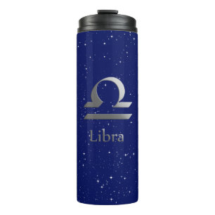 Zodiac Symbol for Libra on Deep Midnight Blue  Thermal Tumbler