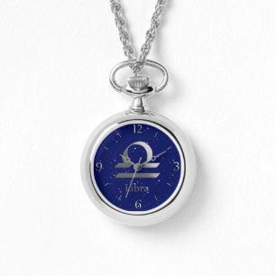 Zodiac Symbol for Libra on Deep Midnight Blue Watch