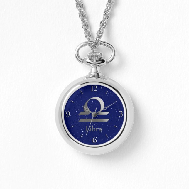 Zodiac Symbol for Libra on Deep Midnight Blue  Watch (Front)