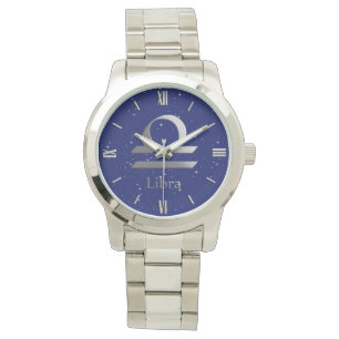 Zodiac Symbol for Libra on Deep Midnight Blue Watch