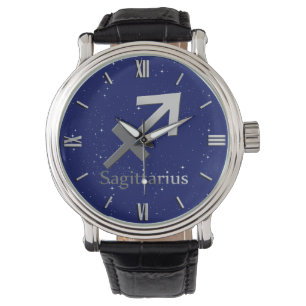 Zodiac Symbol for Sagittarius on Midnight Blue Watch