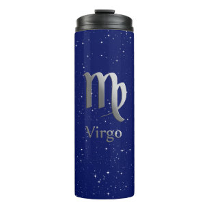 Zodiac Symbol for Virgo on Deep Midnight Blue  Thermal Tumbler