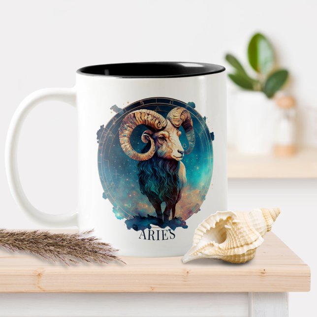 Zodiac Symbol Ram Celestial Fantasy Aries Two-Tone Coffee Mug (Creator Uploaded)