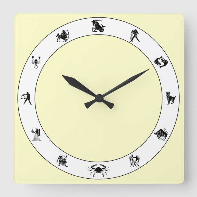 Zodiac Symbol Square Wall Clock (Front)