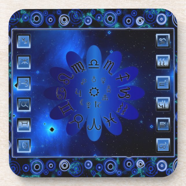 Zodiac Symbols & Astrology Signs Coaster (Front)