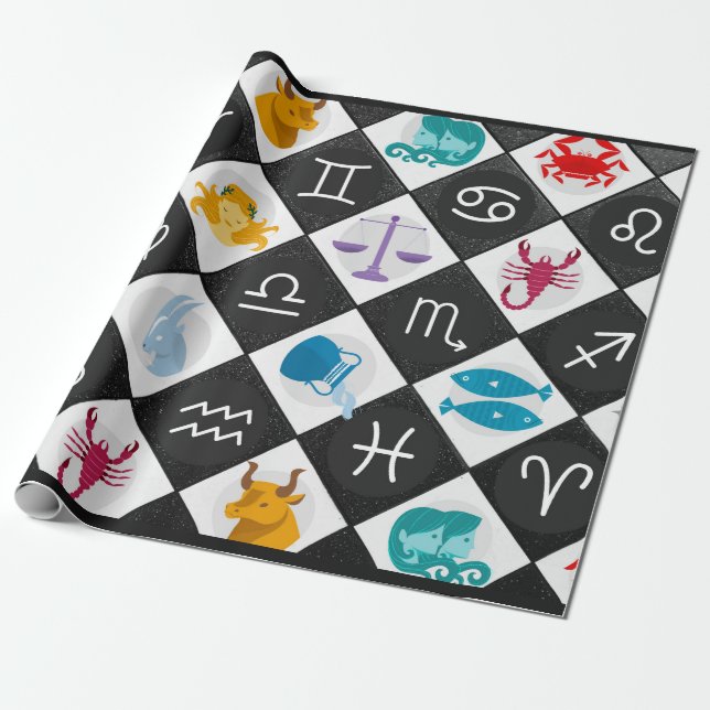 Zodiac Symbols Horoscope Signs Astrology Wrapping Paper (Unrolled)