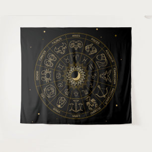 Zodiac Symbols Wheel Tapestry