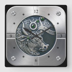 Zodiac ~ Taurus ~ Celestial ~ Western Astrology ~  Square Wall Clock
