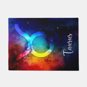Zodiac : Taurus Space Rainbow Doormat