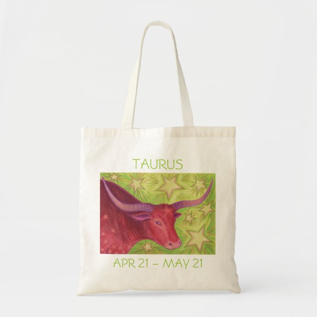 Zodiac Taurus tote bag text (Front)