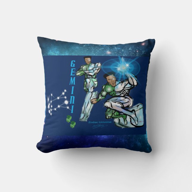 Zodiac Universe-Gemini Throw Pillow (Front)