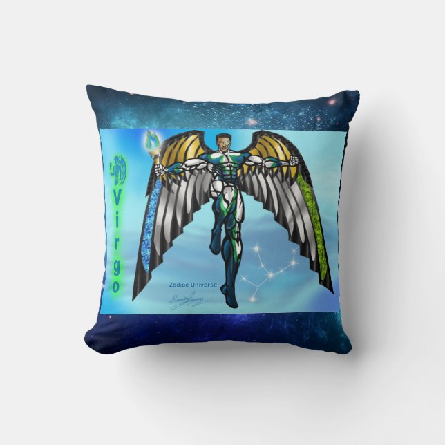 Zodiac Universe-Virgo Throw Pillow (Front)