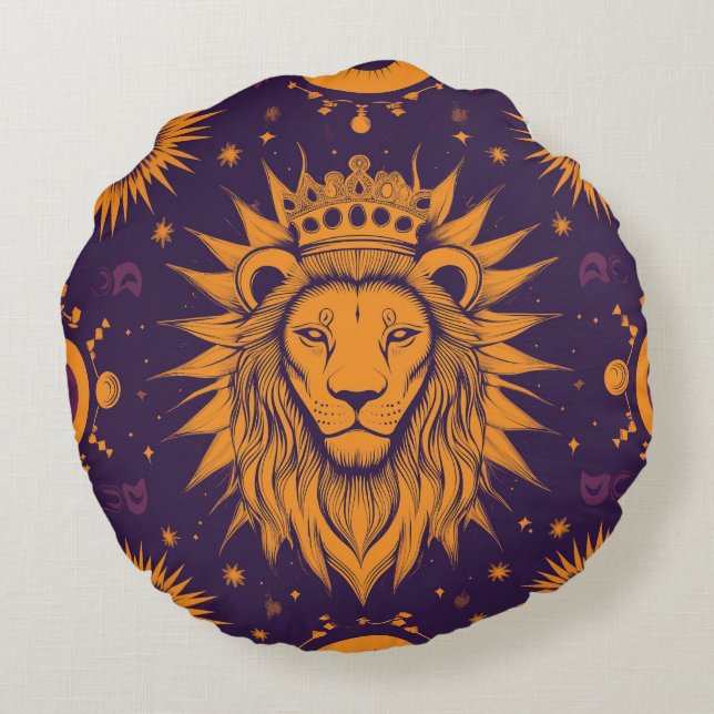 Zodiac Vibes Leo - Coussin rond (Dos)