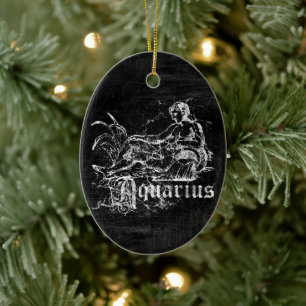 Zodiac Vintage Aquarius Ceramic Ornament