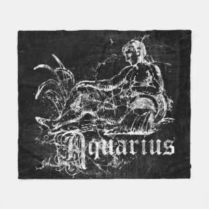 Zodiac Vintage Aquarius Fleece Blanket