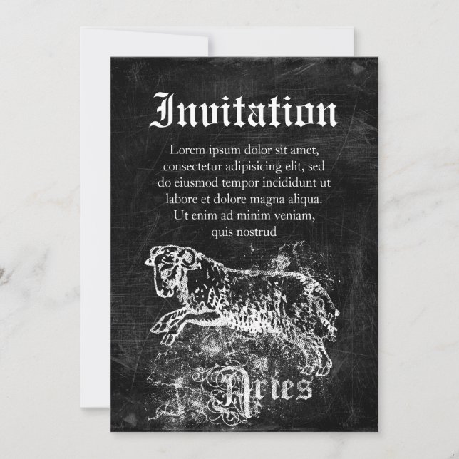 Zodiac Vintage Aries Invitation (Front)