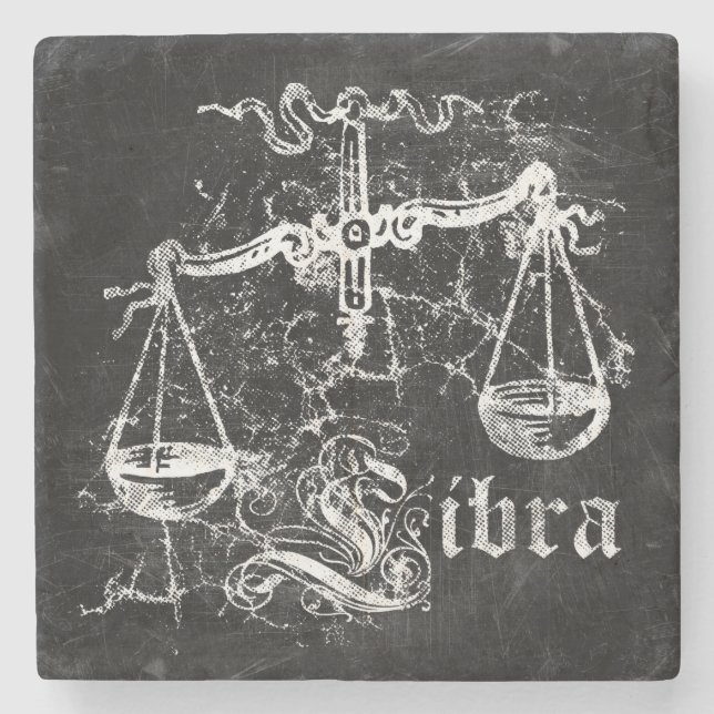 Zodiac Vintage Libra Stone Coaster (Front)