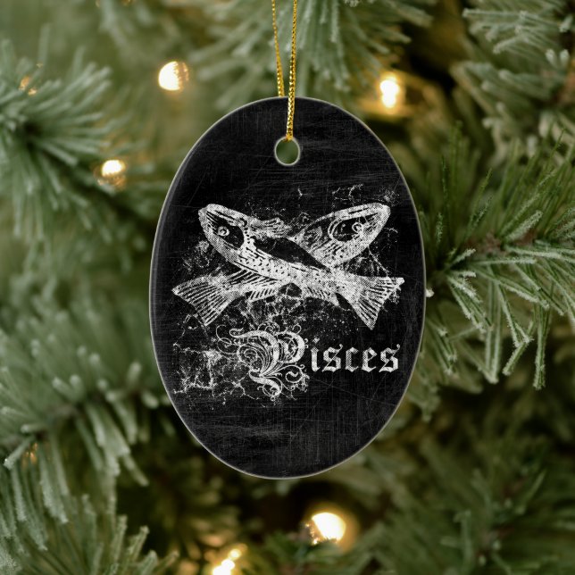 Zodiac Vintage Pisces Ceramic Ornament (Tree)