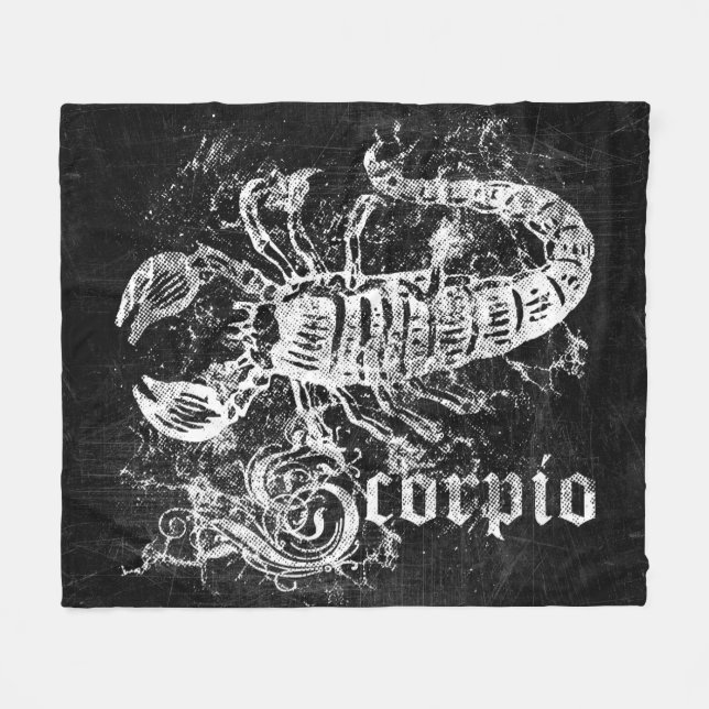 Zodiac Vintage Scorpio Fleece Blanket (Front (Horizontal))