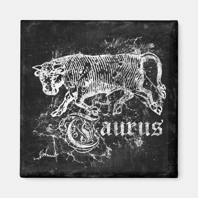 Zodiac Vintage Taurus Magnet (Front)