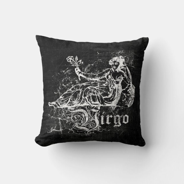 Zodiac Vintage Virgo Throw Pillow (Front)