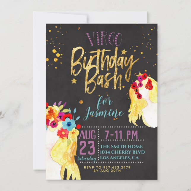 Zodiac Virgo Birthday Invitation (Front)