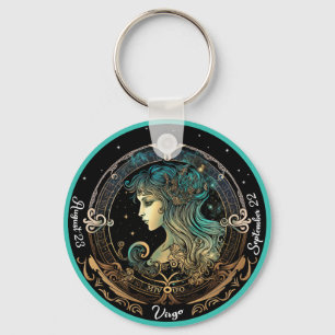 Zodiac Virgo Customise NAME, DATE Keychain