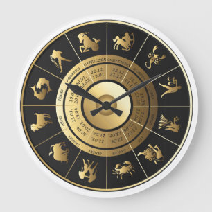 Zodiac Wall Clock Black & Gold
